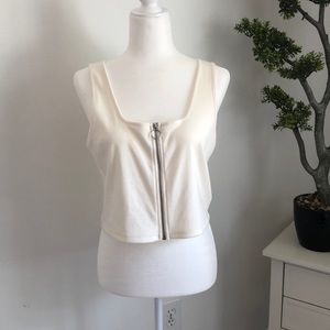 Wild Fable Cream Cropped Zipper Tank